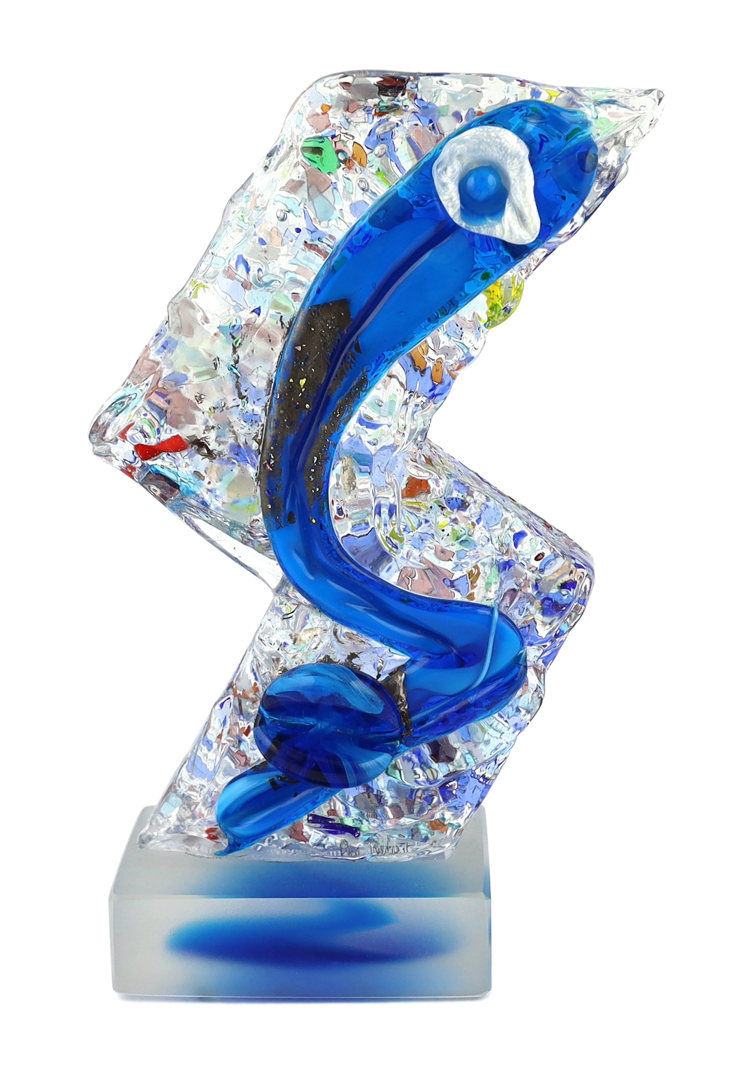 A Murano glass abstract model of a leaping fish